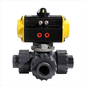 Pneumatic Plastic Double Union Quick-insert Three-way Ball Valve