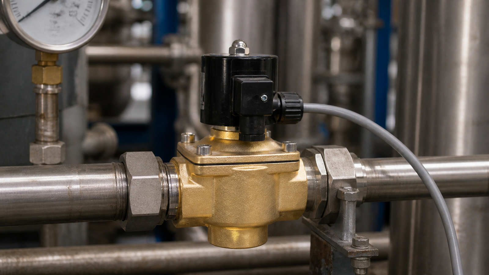 Industrial solenoid valves supporting automated flow control in a chemical processing environment