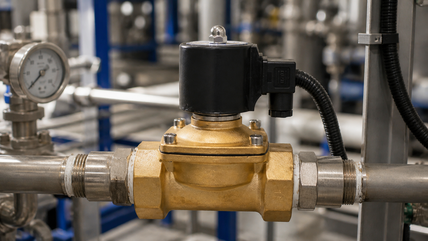 Industrial process environment for selecting a solenoid valve
