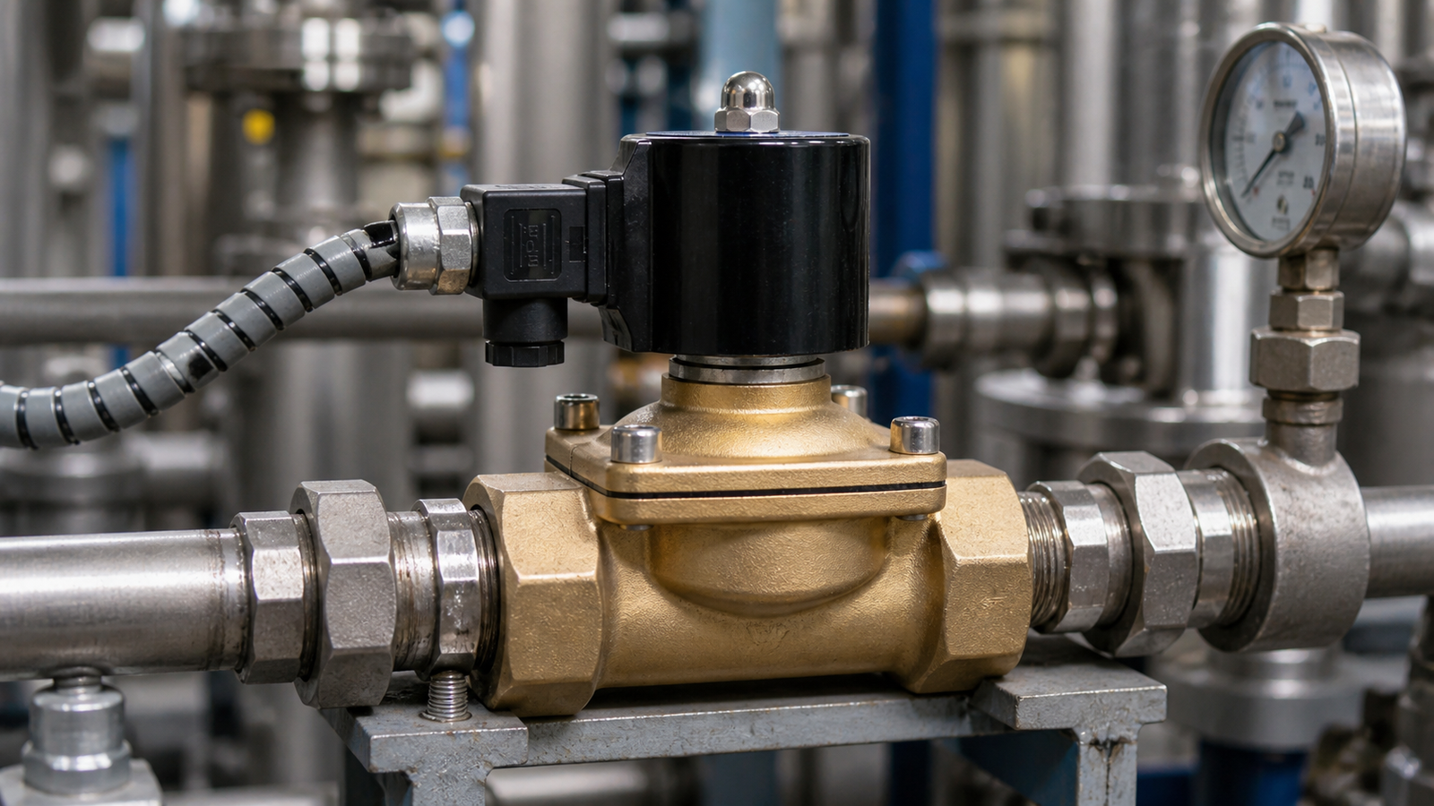 Industrial process environment for solenoid valve installation and maintenance