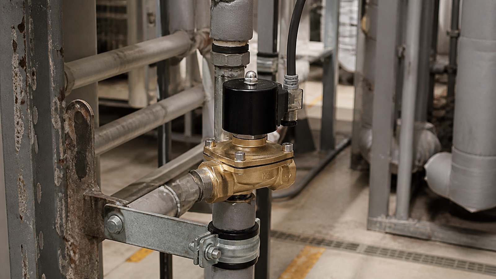 Industrial process equipment with solenoid valves used for dependable automated operation